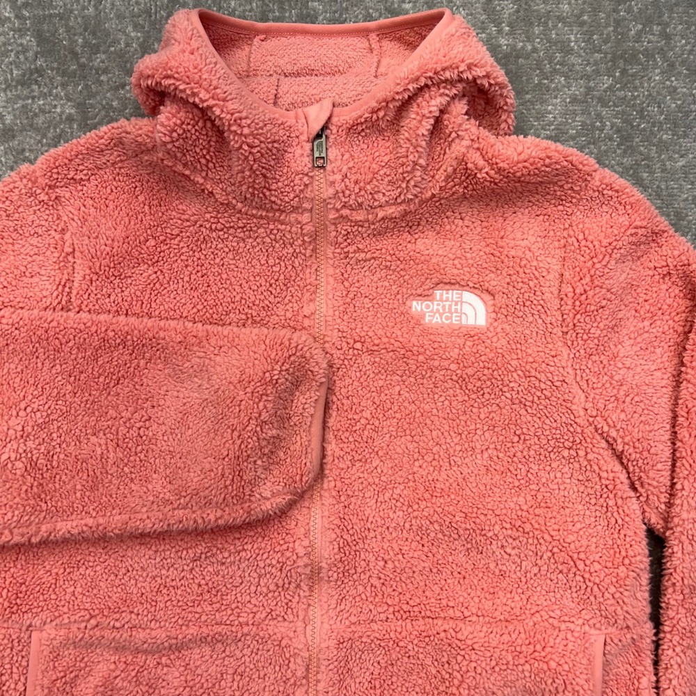 THE NORTH FACE Girl's XL Fleece‎ Full Zip Hoodie Sherpa Outdoor Fuzzy Teddy Pink
